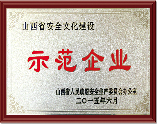 山西省安全文化建設(shè)示范企業(yè)