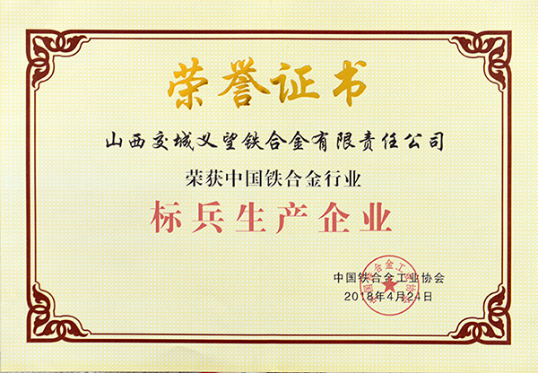 中國(guó)鐵合金行業(yè)標(biāo)兵生產(chǎn)企業(yè)